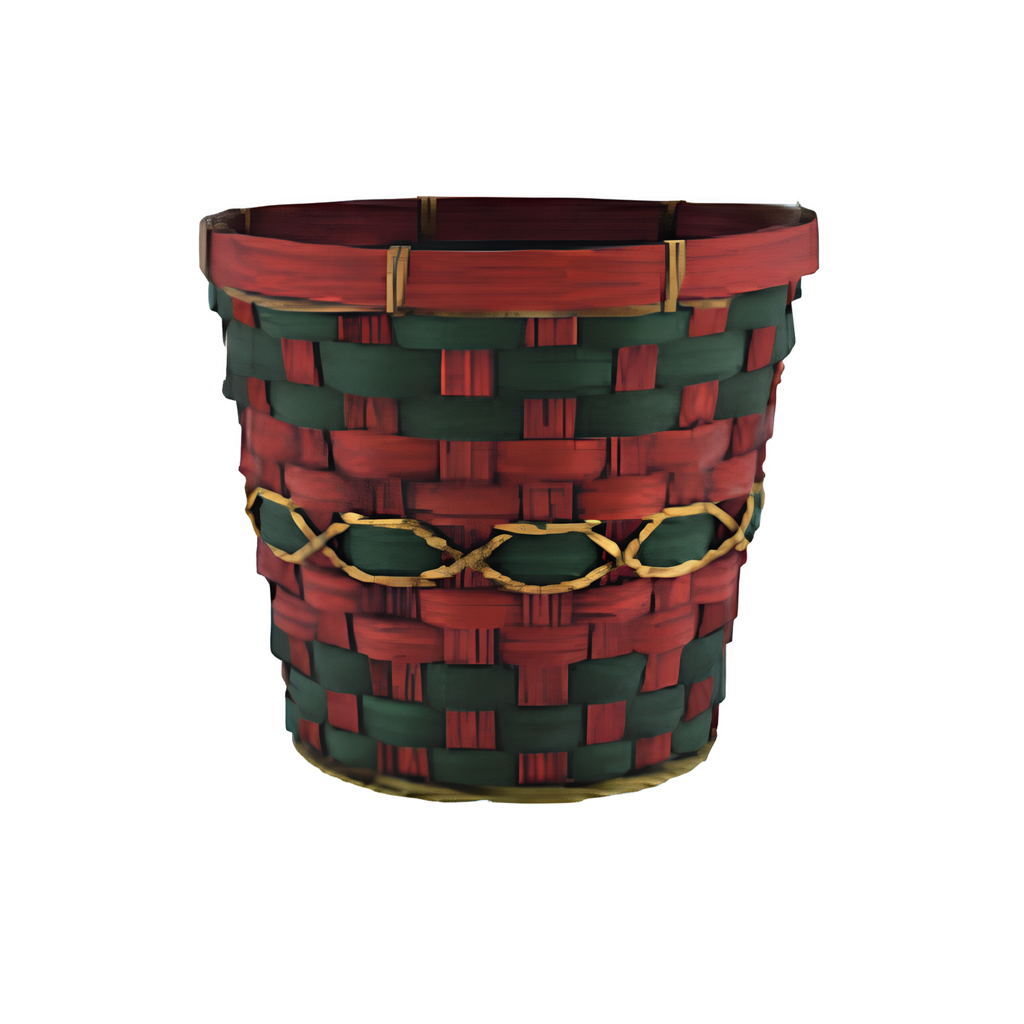 XMAS PATTERN BAMBOO POT COVER WITH LINER - 12"