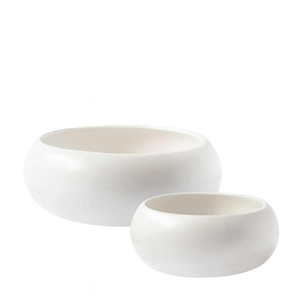 OVAL CERAMIC PLANTERS, SET OF 2 - White