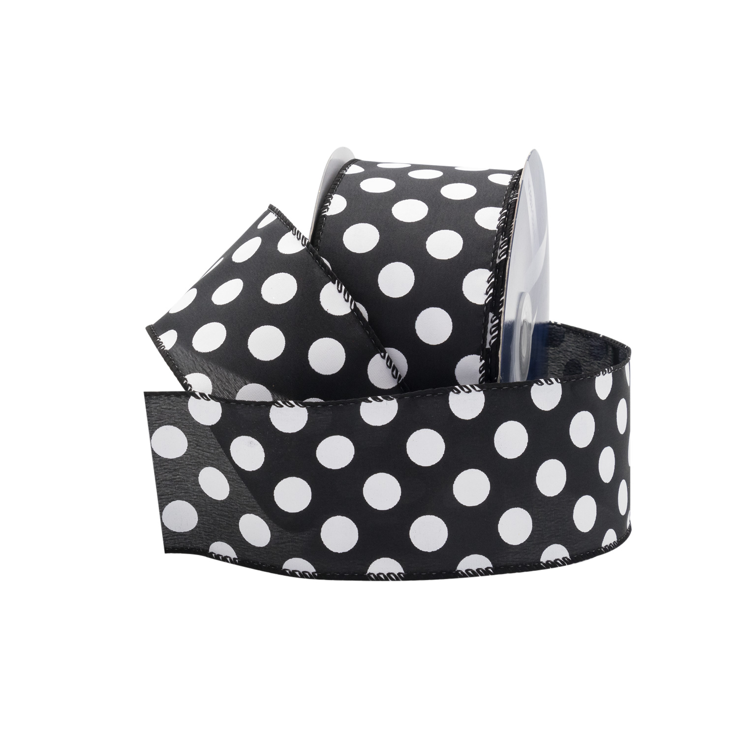 POLKA DOT WIRED EDGE RIBBON | 50-Yards per Roll - Black