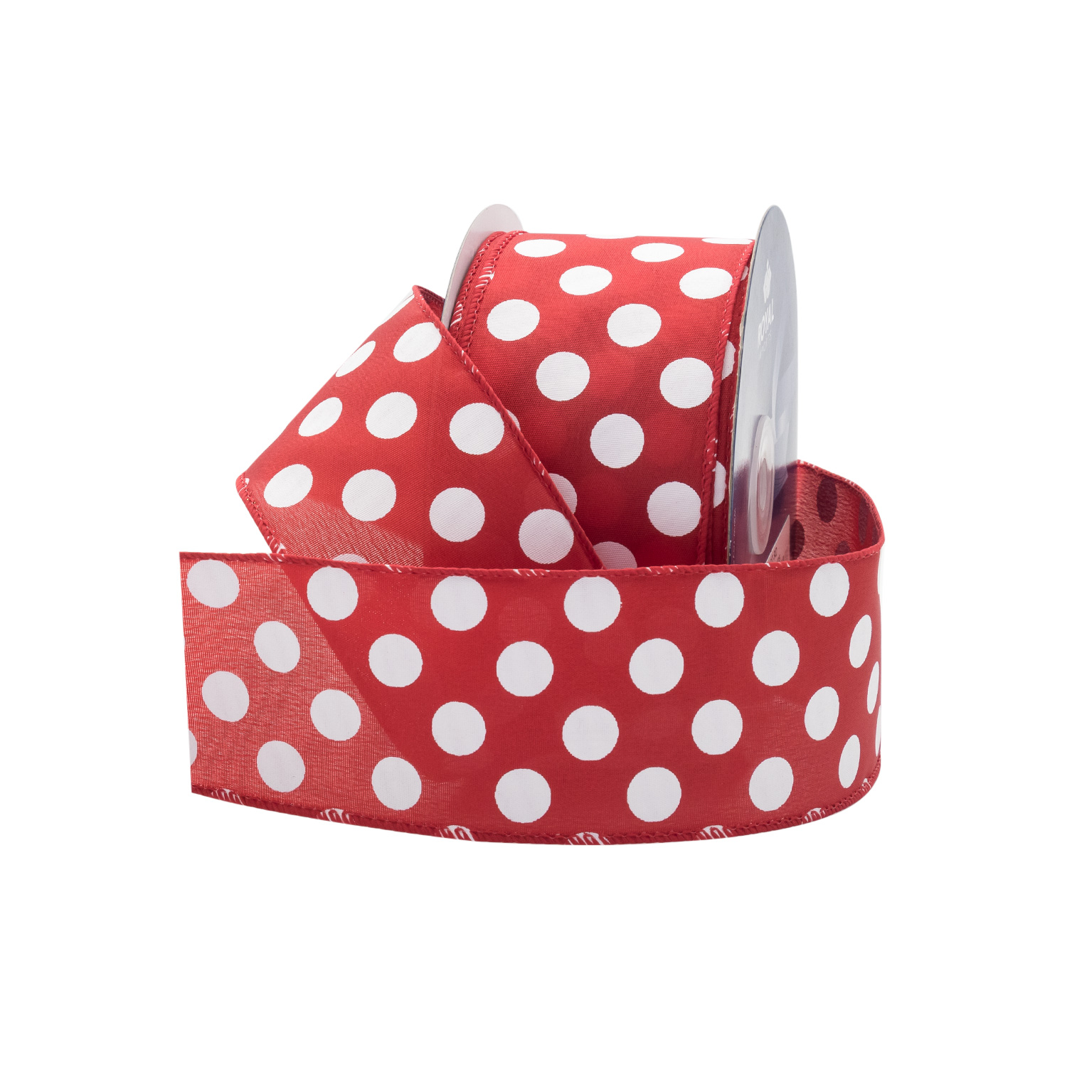 POLKA DOT WIRED EDGE RIBBON | 50-Yards per Roll - Red
