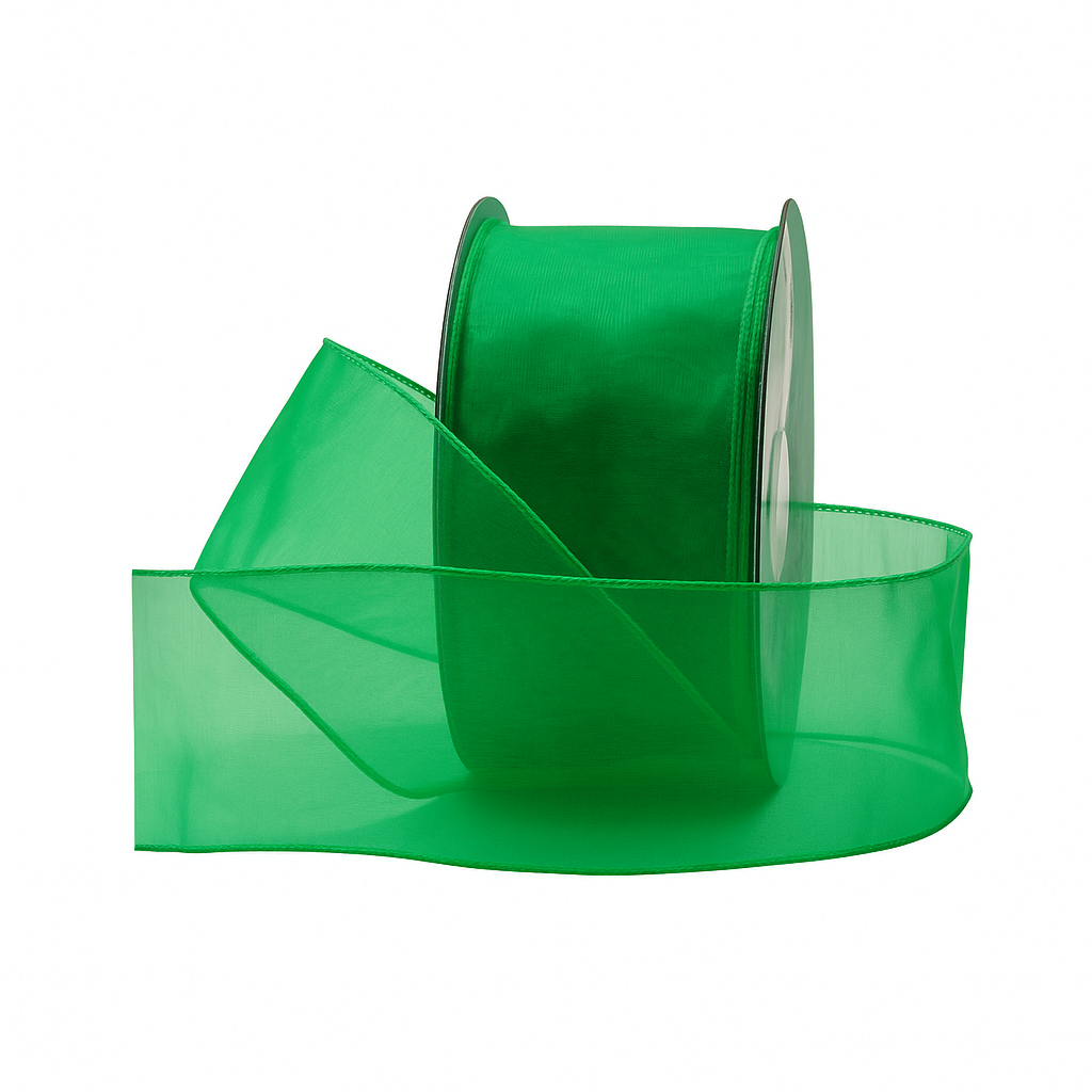 WIRED SHEER RIBBON | 50-Yards per Roll - 2 1/2" - Green