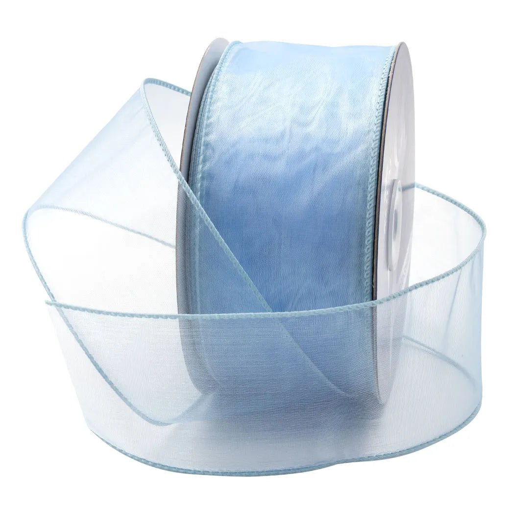 WIRED SHEER RIBBON | 50-Yards per Roll - 2 1/2" - Light Blue