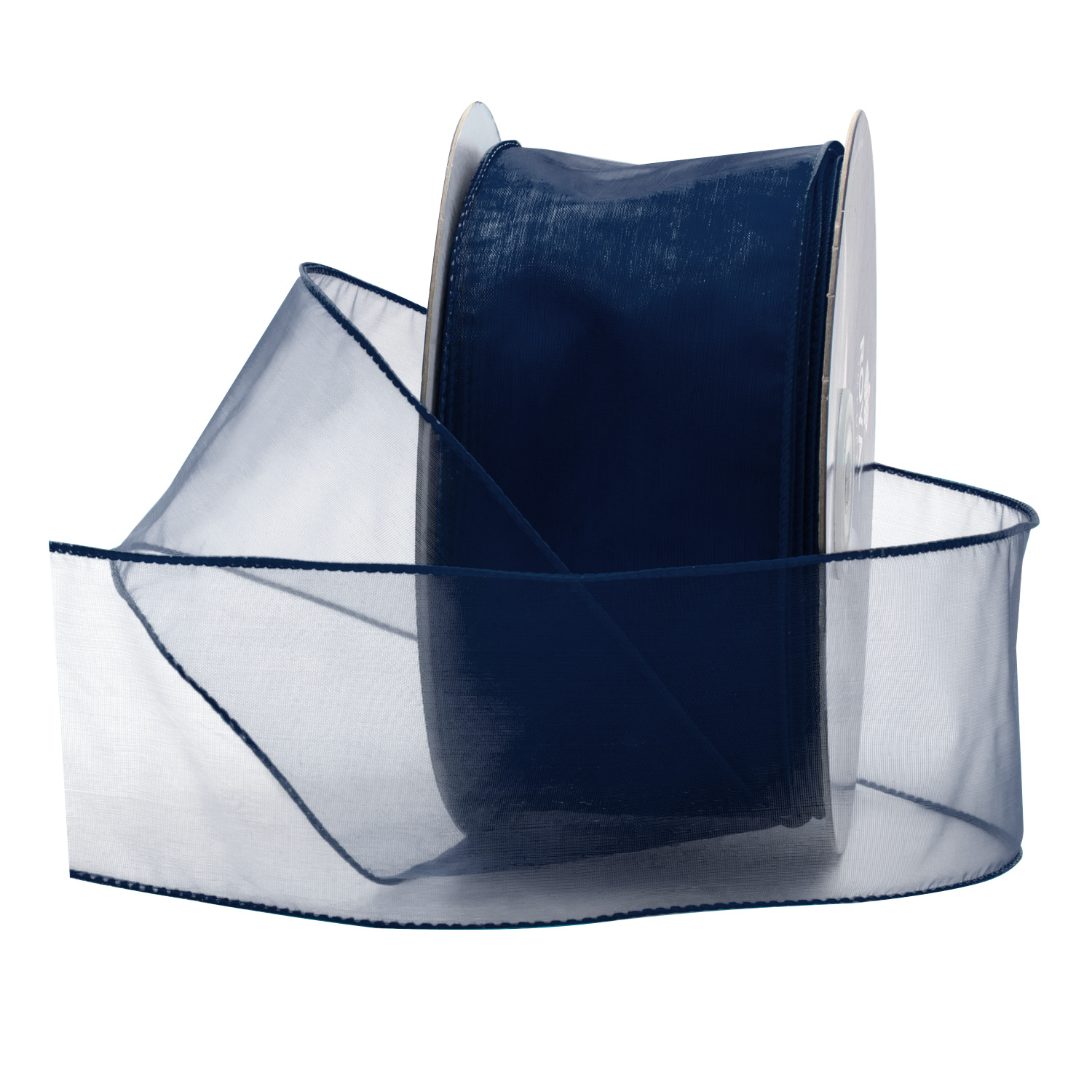 WIRED SHEER RIBBON | 50-Yards per Roll - 2 1/2" - Navy Blue