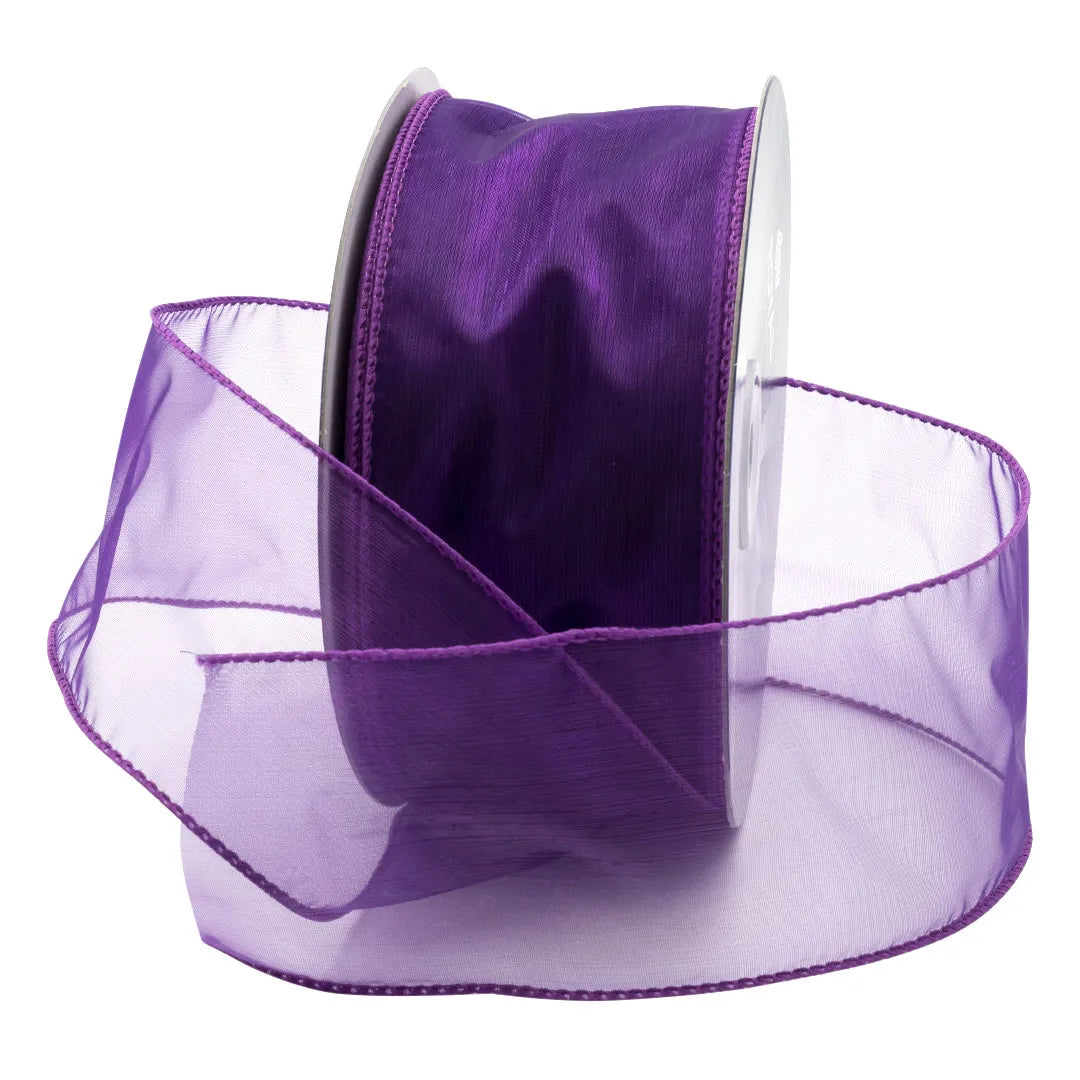 WIRED SHEER RIBBON | 50-Yards per Roll - 2 1/2" - Plum