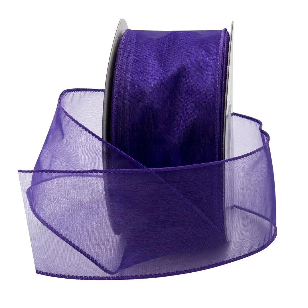 WIRED SHEER RIBBON | 50-Yards per Roll - 2 1/2" - Purple