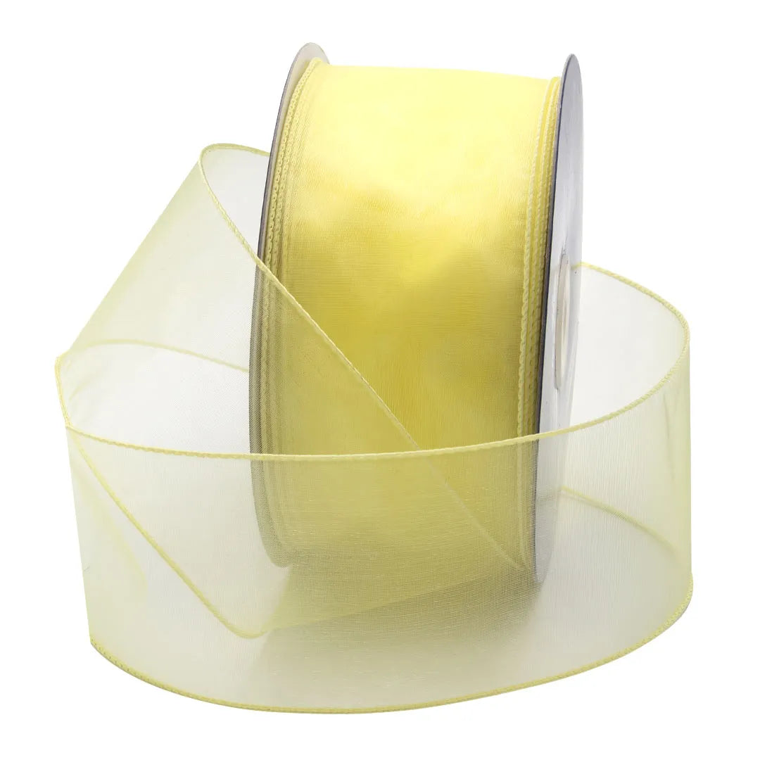 WIRED SHEER RIBBON | 50-Yards per Roll - 2 1/2" - Yellow