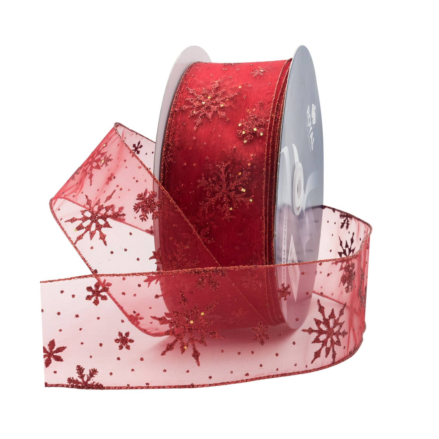SNOWFLAKE RIBBON | 50-Yards per Roll - Red/Silver