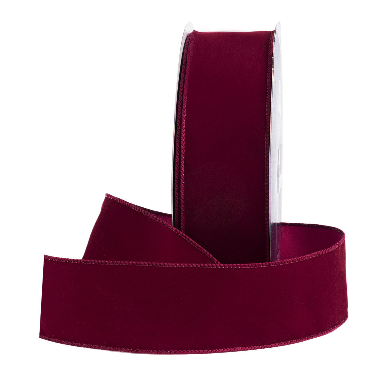 WIRED VELVET RIBBON - 2 1/2" - Burgundy - 50-Yards per Roll/ 12-Rolls per Case