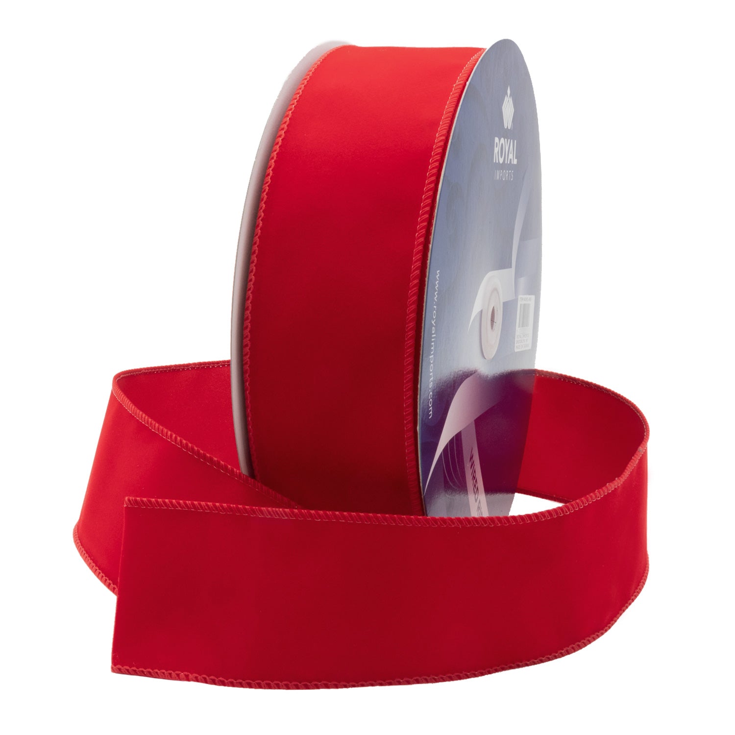WIRED VELVET RIBBON - 2 1/2" - Red - 50-Yards per Roll/ 12-Rolls per Case