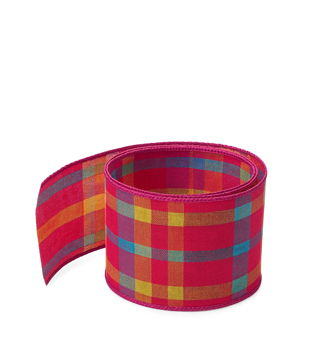 SPRING PLAID WIRED SHEER RIBBON | 25-Yards per Roll