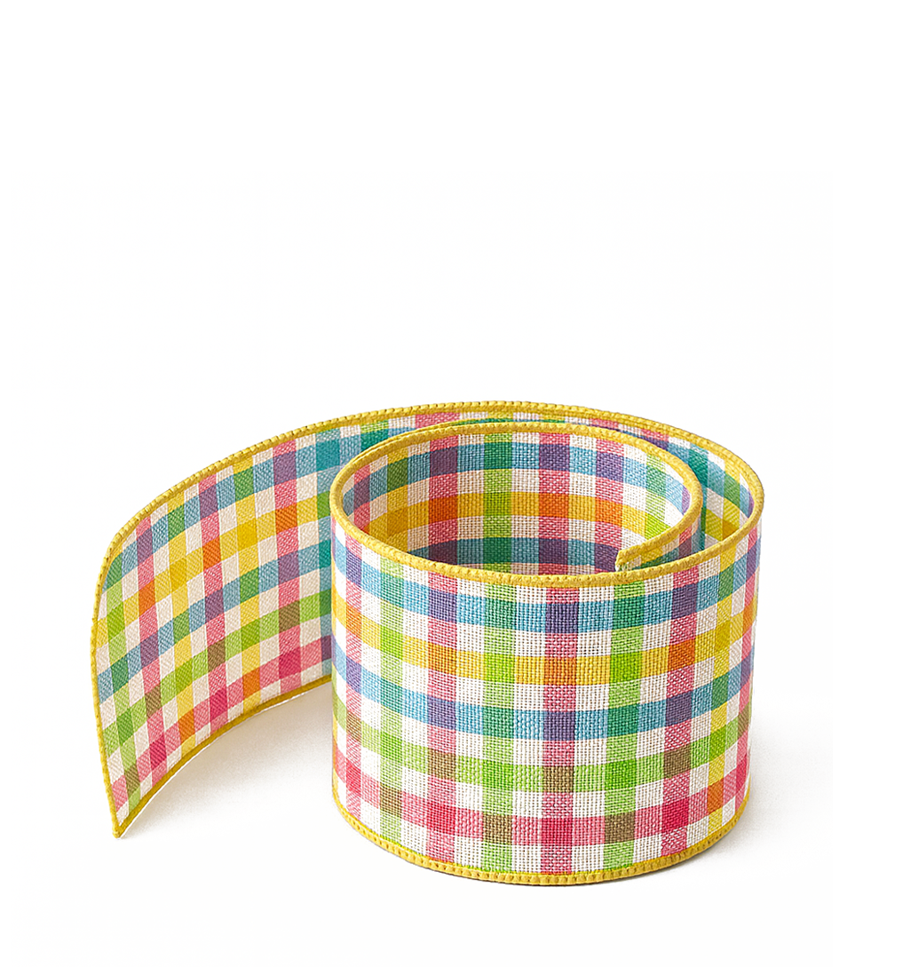 SPRING GINGHAM WIRED SHEER RIBBON | 25-Yards per Roll
