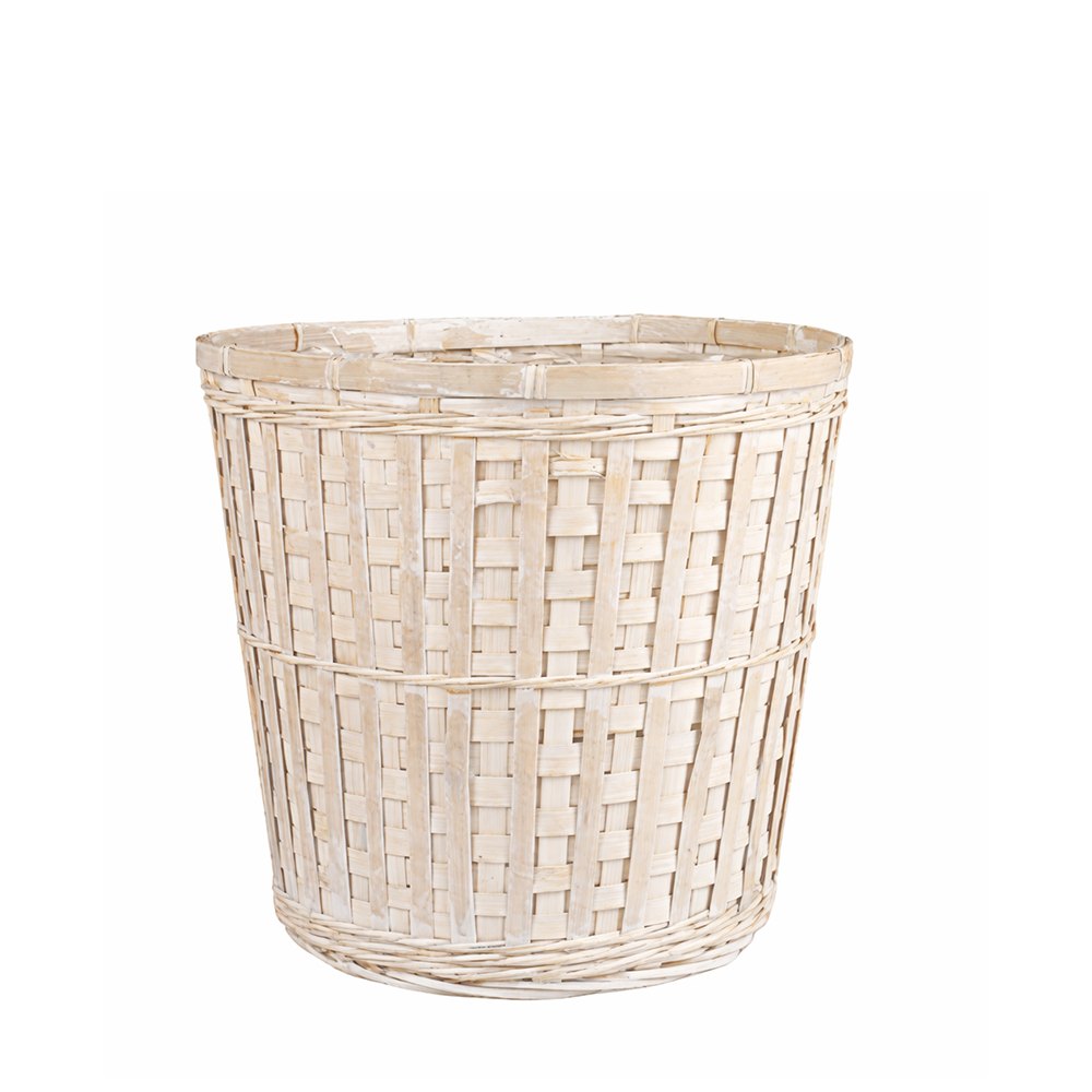 HARD WICKER POT COVER - 8" - White Wash