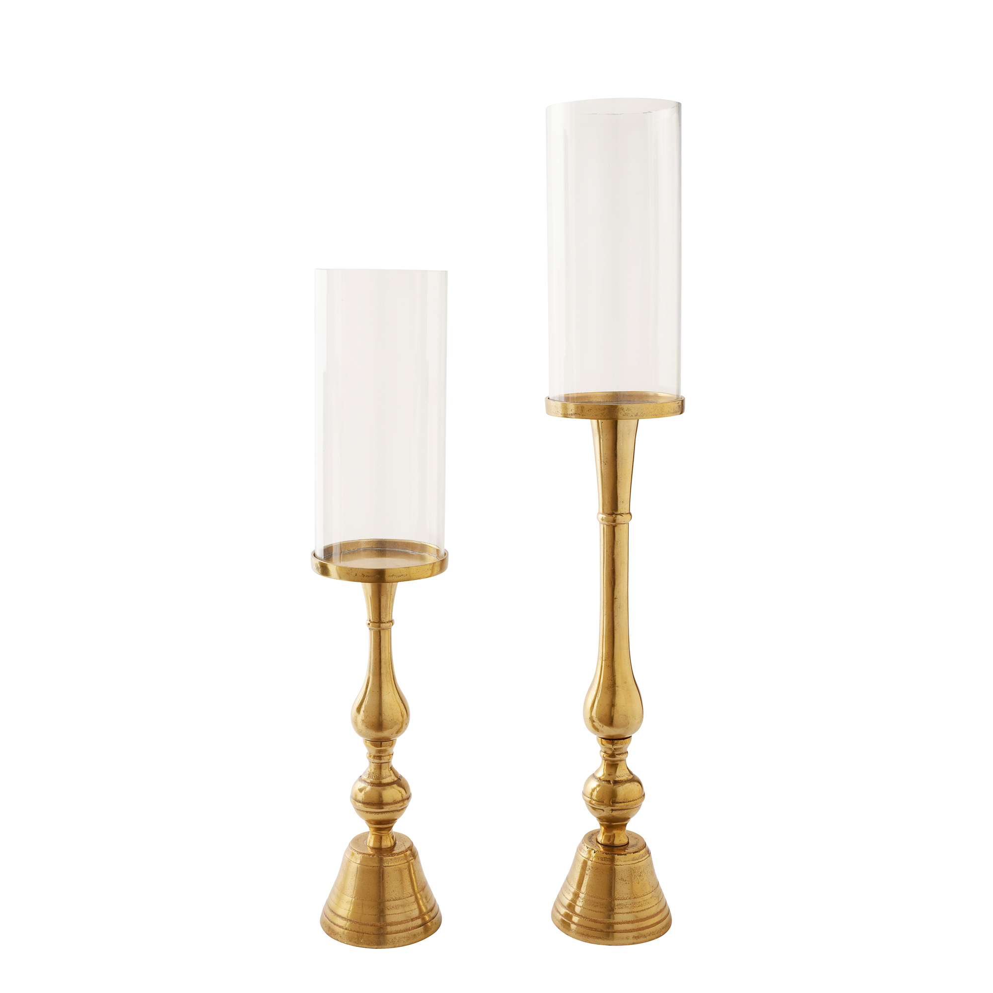 METAL & GLASS HURRICANE HOLDERS, SET OF 2