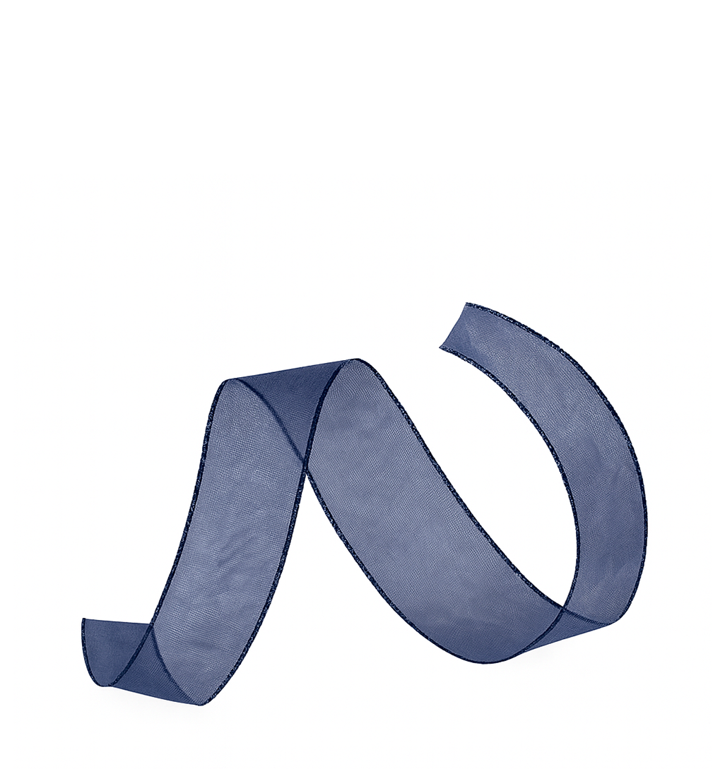 WIRED SHEER RIBBON | 50-Yards per Roll - 1 1/2" - Navy Blue