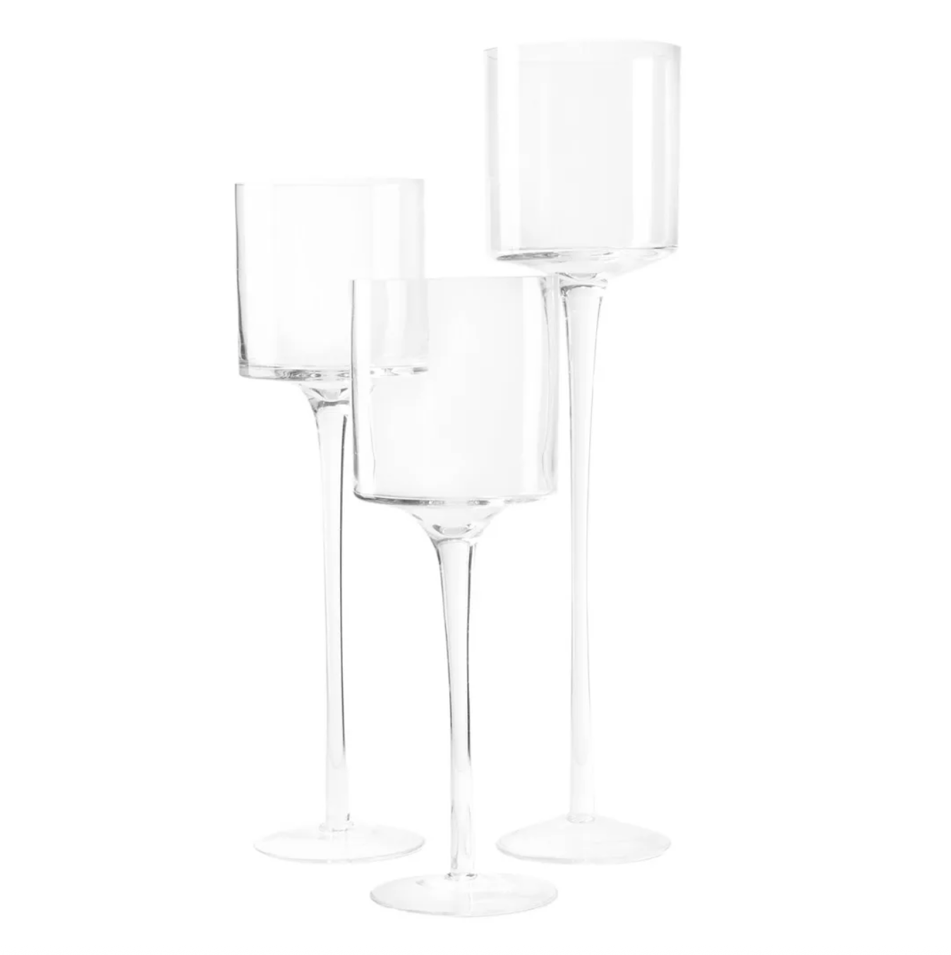 HURRICANE ON PEDESTAL, SET OF 3 - Clear