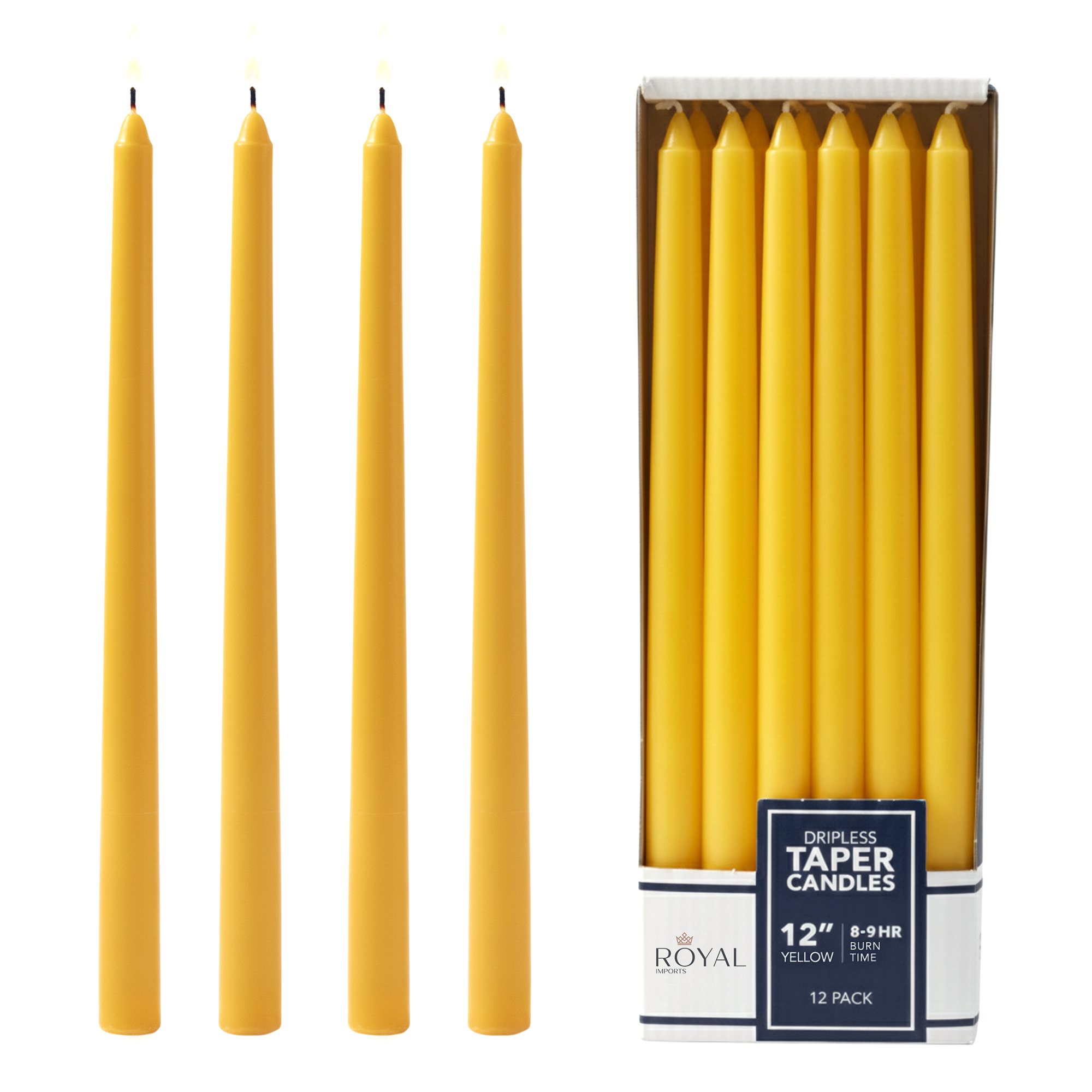 TAPER CANDLE - 0.8" × 12" - Yellow