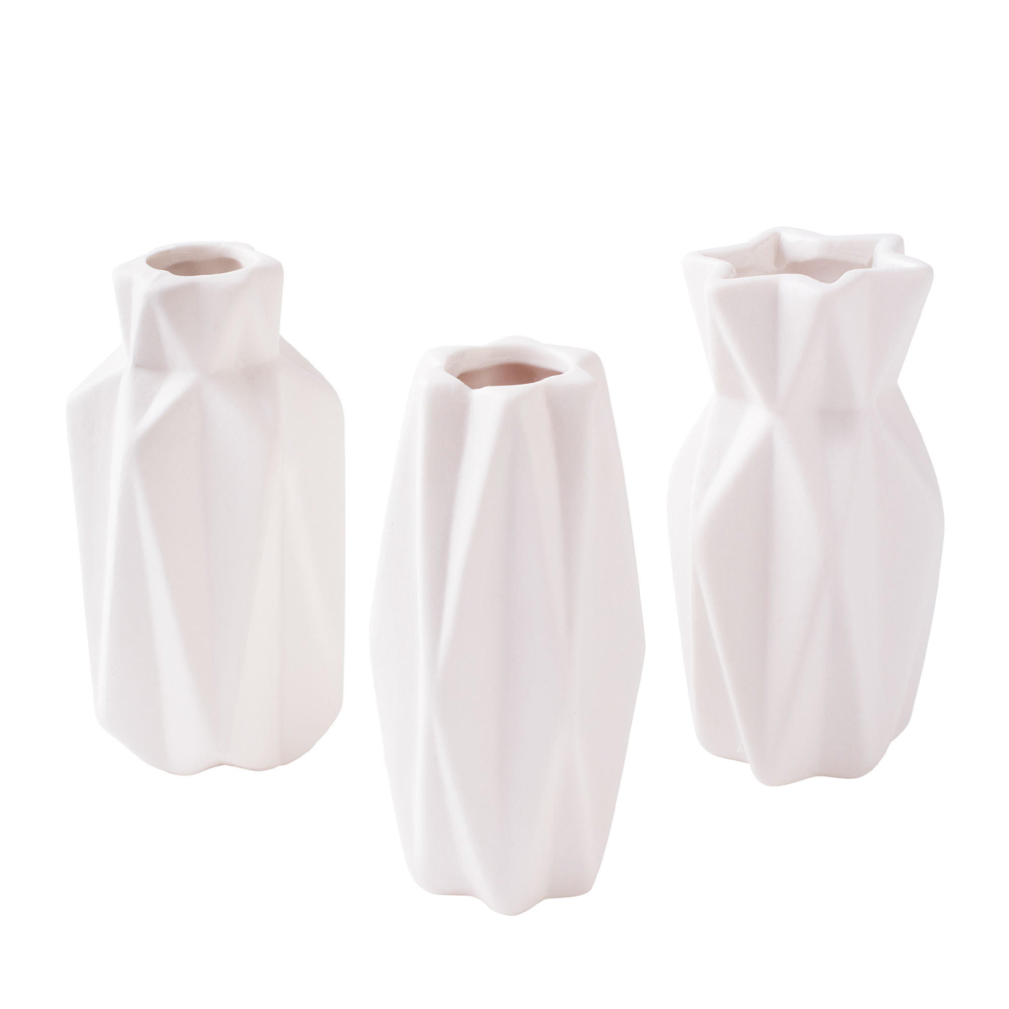 GEOMETRIC CERAMIC BUD VASES, SET OF 3