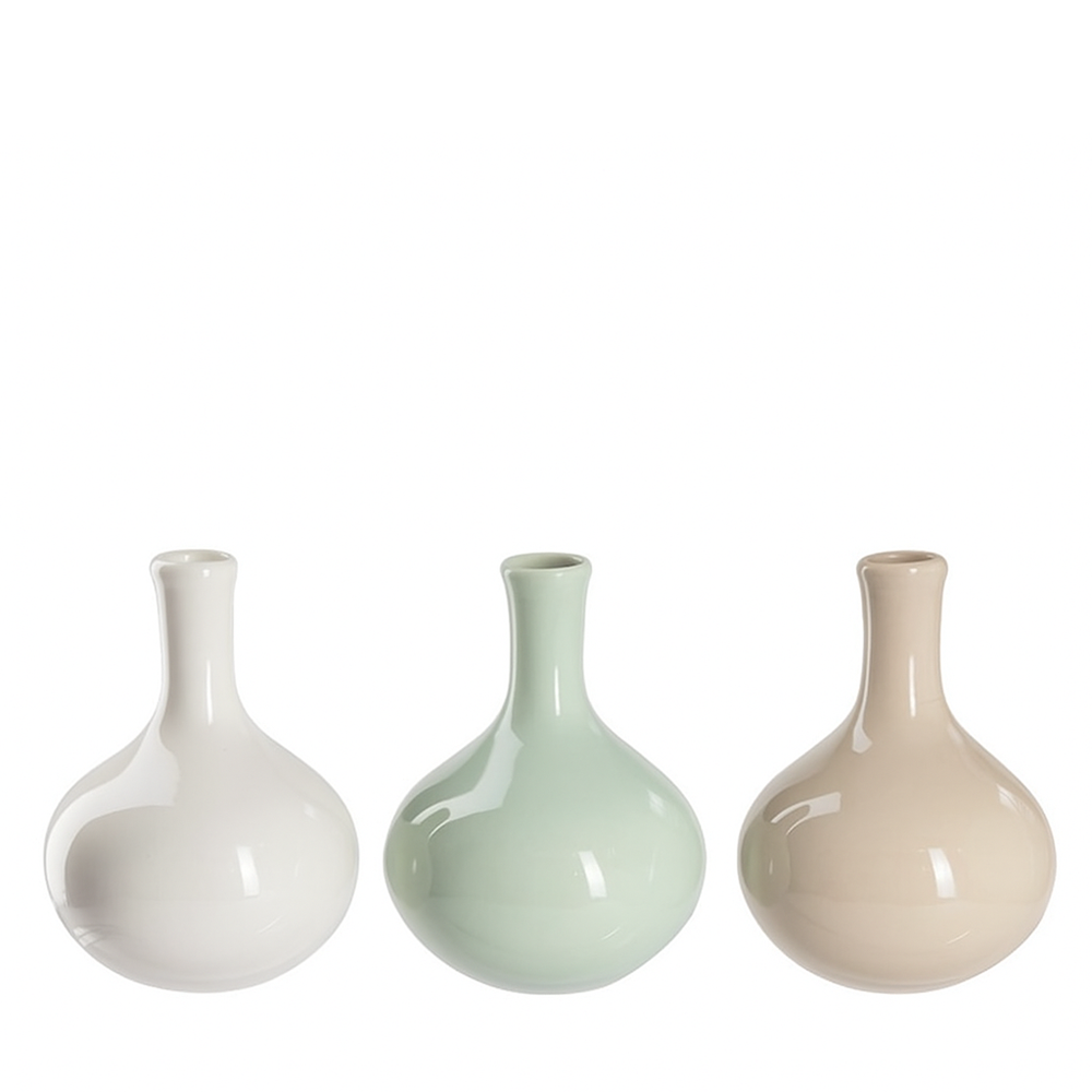 SOFT PASTEL BOTTLE BUD VASES, SET OF 3