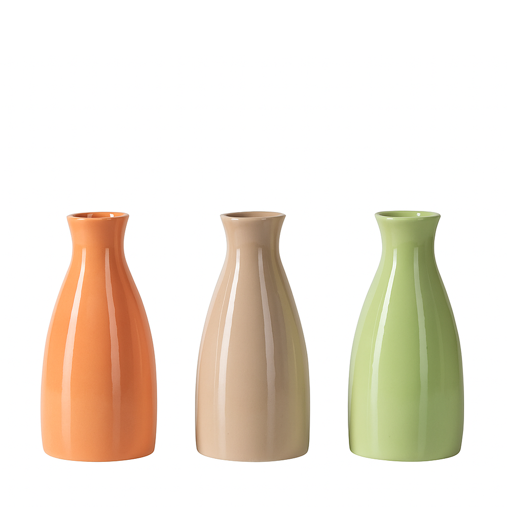 CERAMIC BUD VASES, SET OF 3