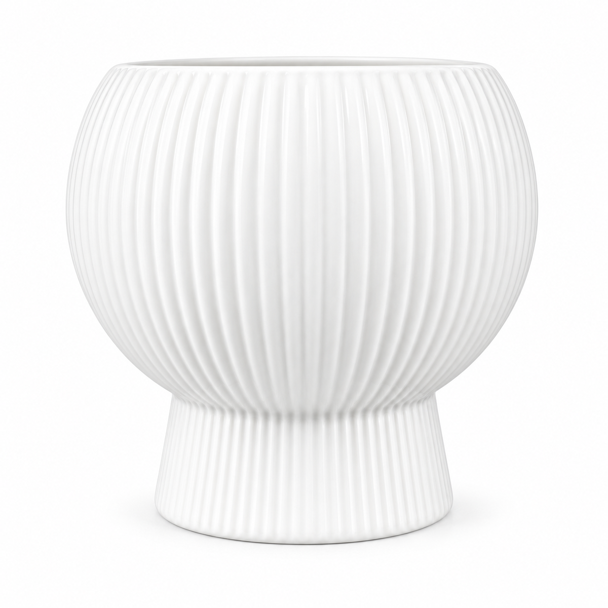 RIBBED PEDESTAL SPHERE VASE
