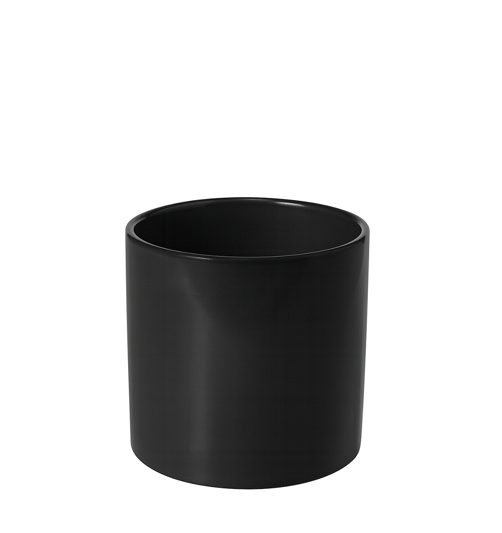 CERAMIC CYLINDER VASE - 6" × 6" - Black