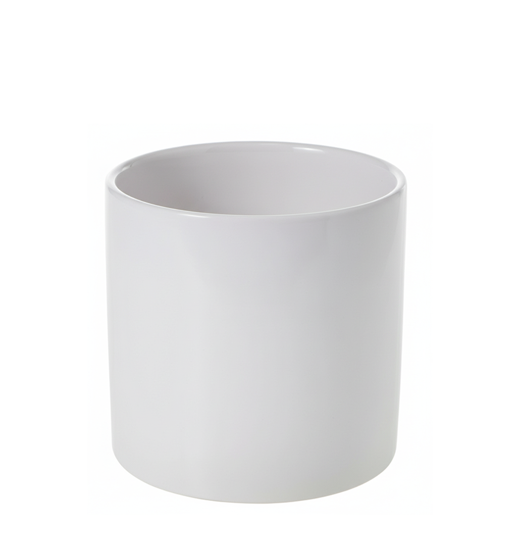 CERAMIC CYLINDER VASE - 6" × 6" - White