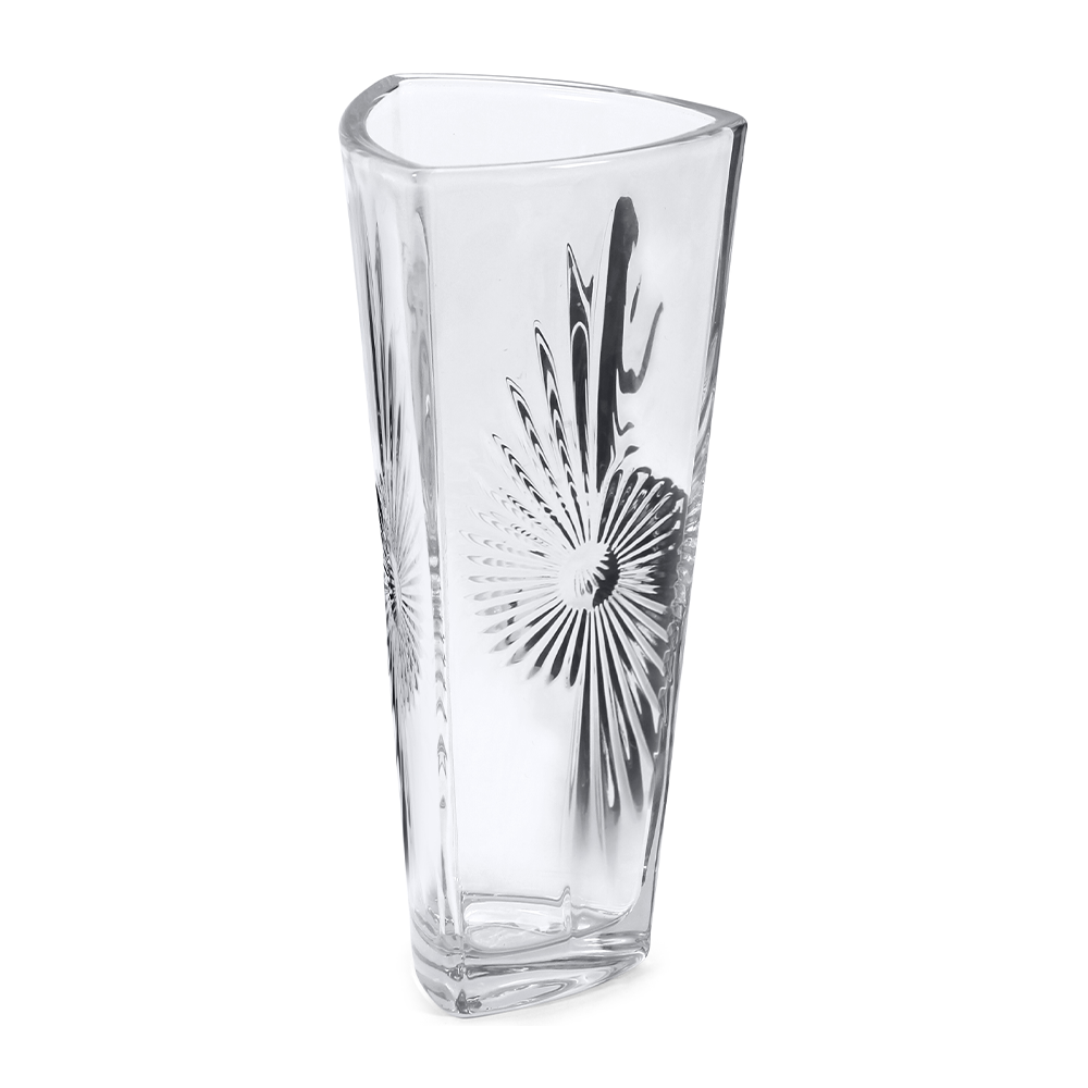 TRIANGULAR CRYSTAL VASE