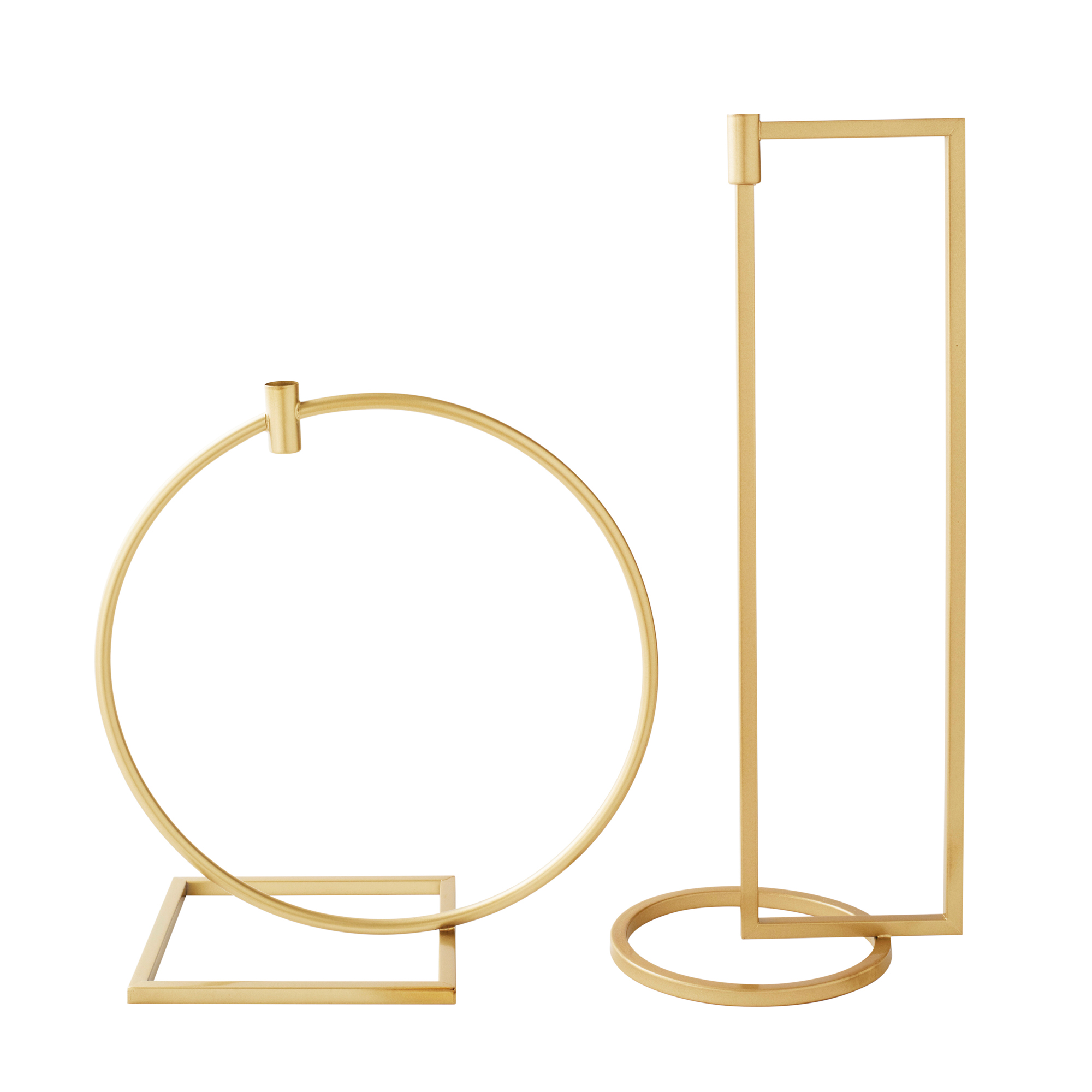 RING & TALL RECTANGLE, SET OF 2 - Gold