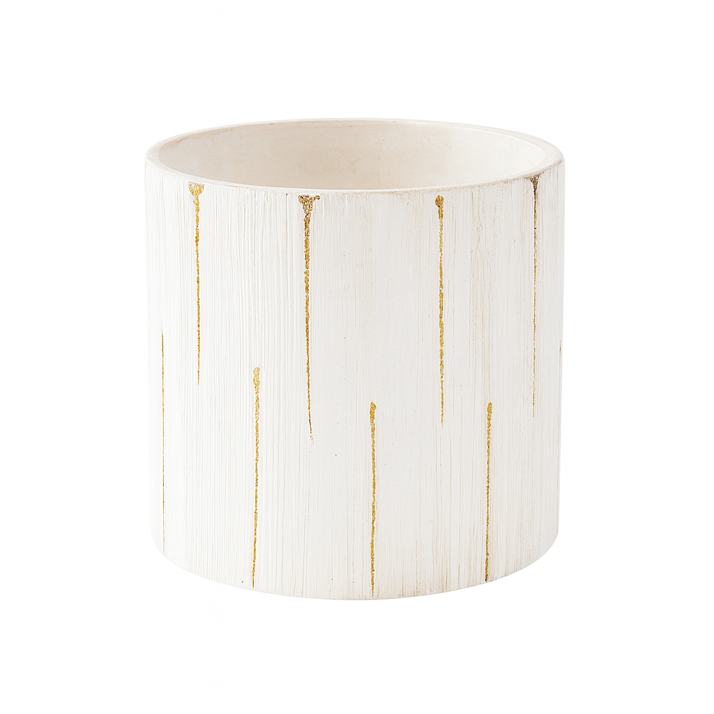 ETCH CYLINDER VASE - 6" × 6" - White/Gold - 12-Piece per Pack