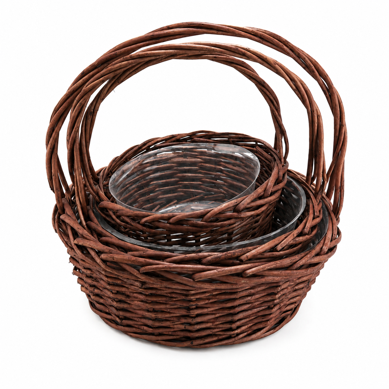 ROUND HANDLED WILLOW BASKET, SET OF 3