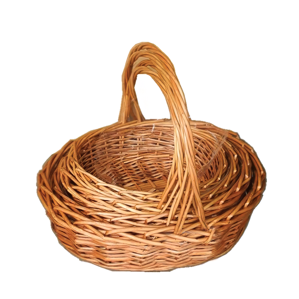 SHALLOW OVAL HANDLED BASKET, SET OF 4 - Honey