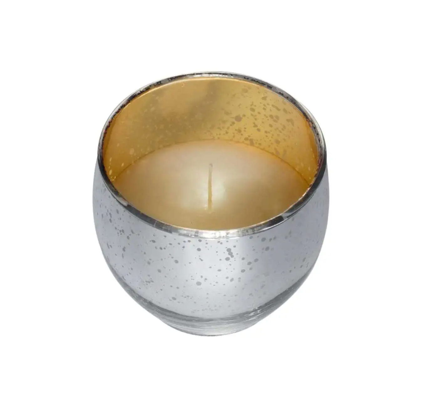 PREFILLED ROLY POLY VOTIVE GLASS - Silver & Gold Mercury