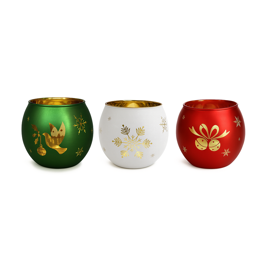 PREFILLED CHRISTMAS ROLY POLY VOTIVE GLASS