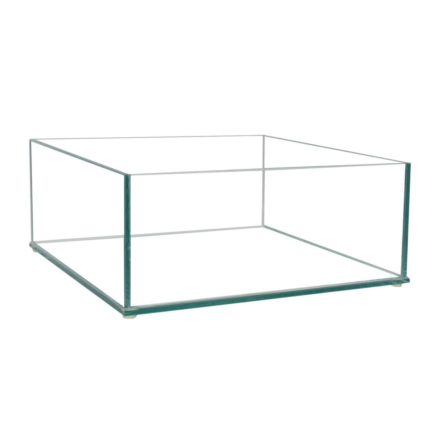 LOW RECTANGLE PLATE GLASS VASE - 10" × 10" × 4" - 6-Piece per Pack