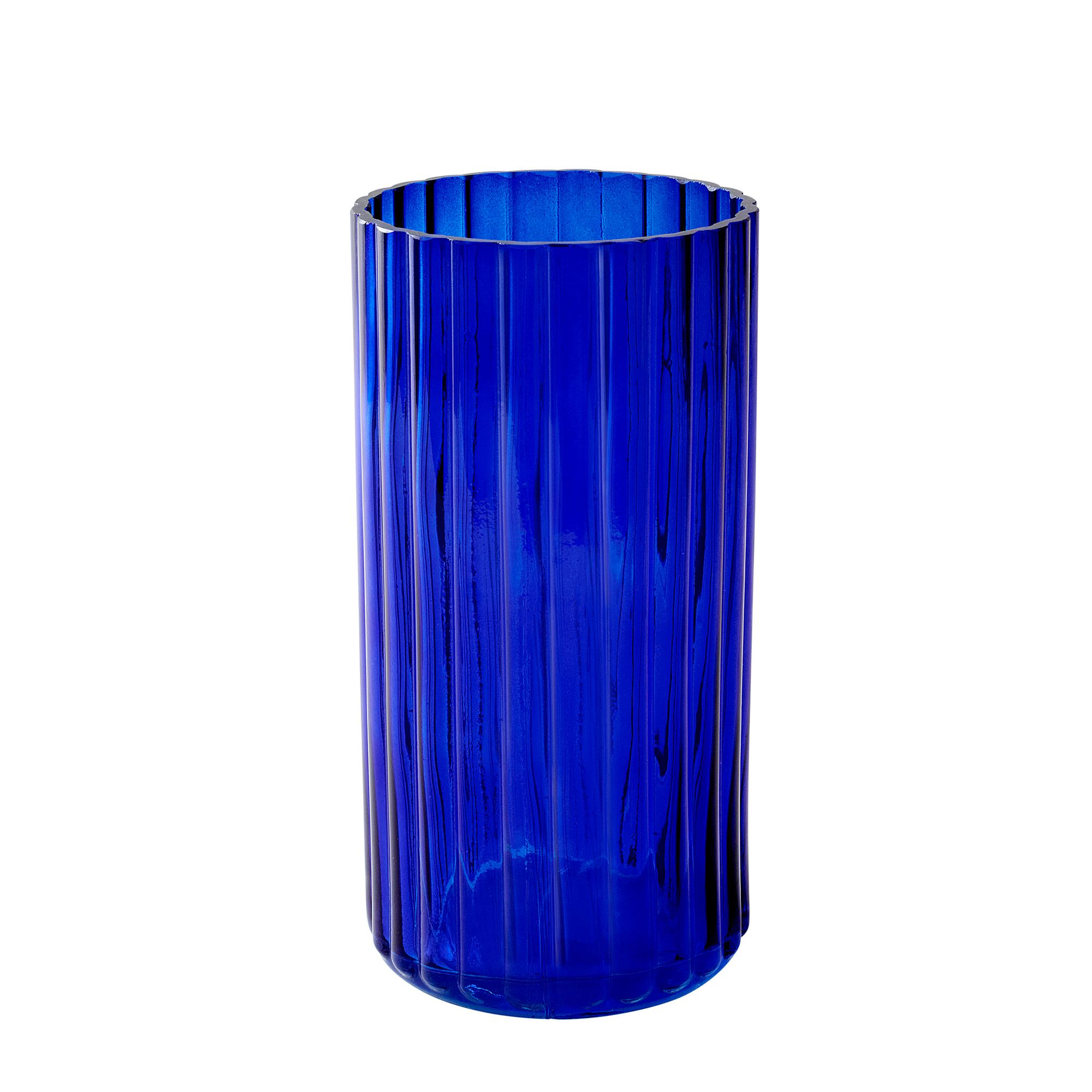 RIBBED CYLINDER VASE - Blue