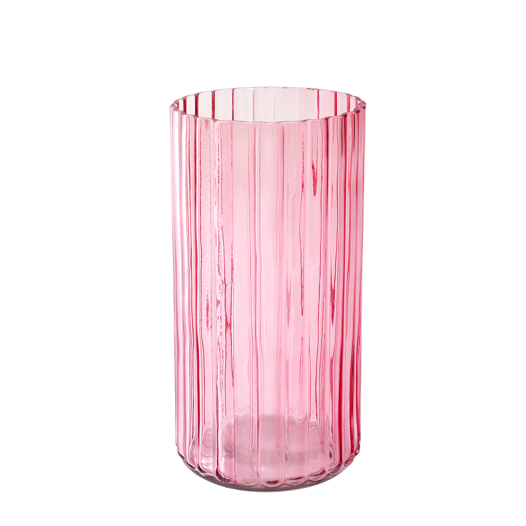 RIBBED CYLINDER VASE - Pink