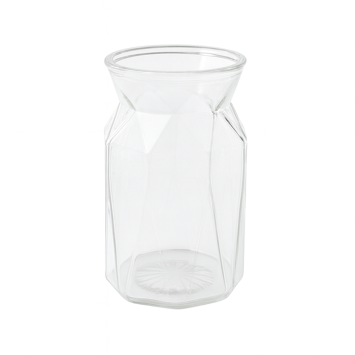 GEOMETRIC GLASS VASE - Clear