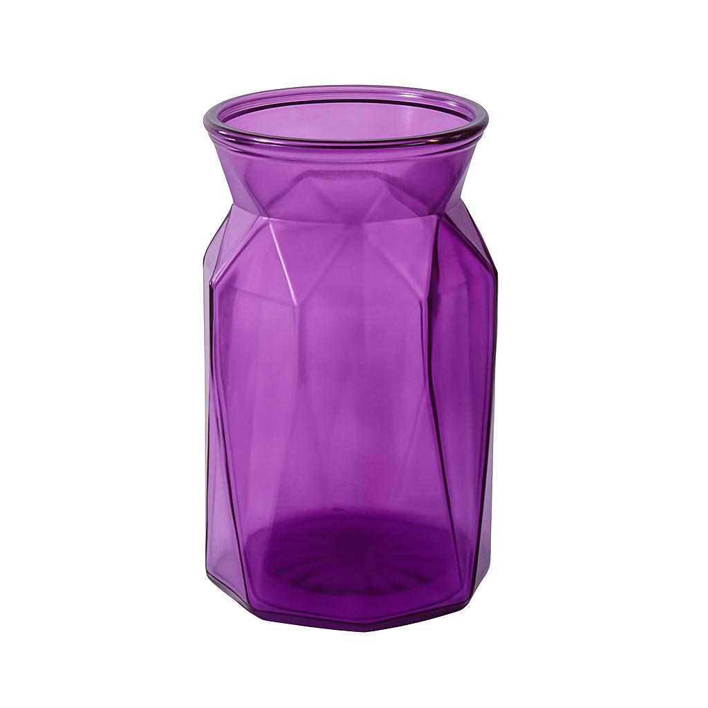 GEOMETRIC GLASS VASE - Purple