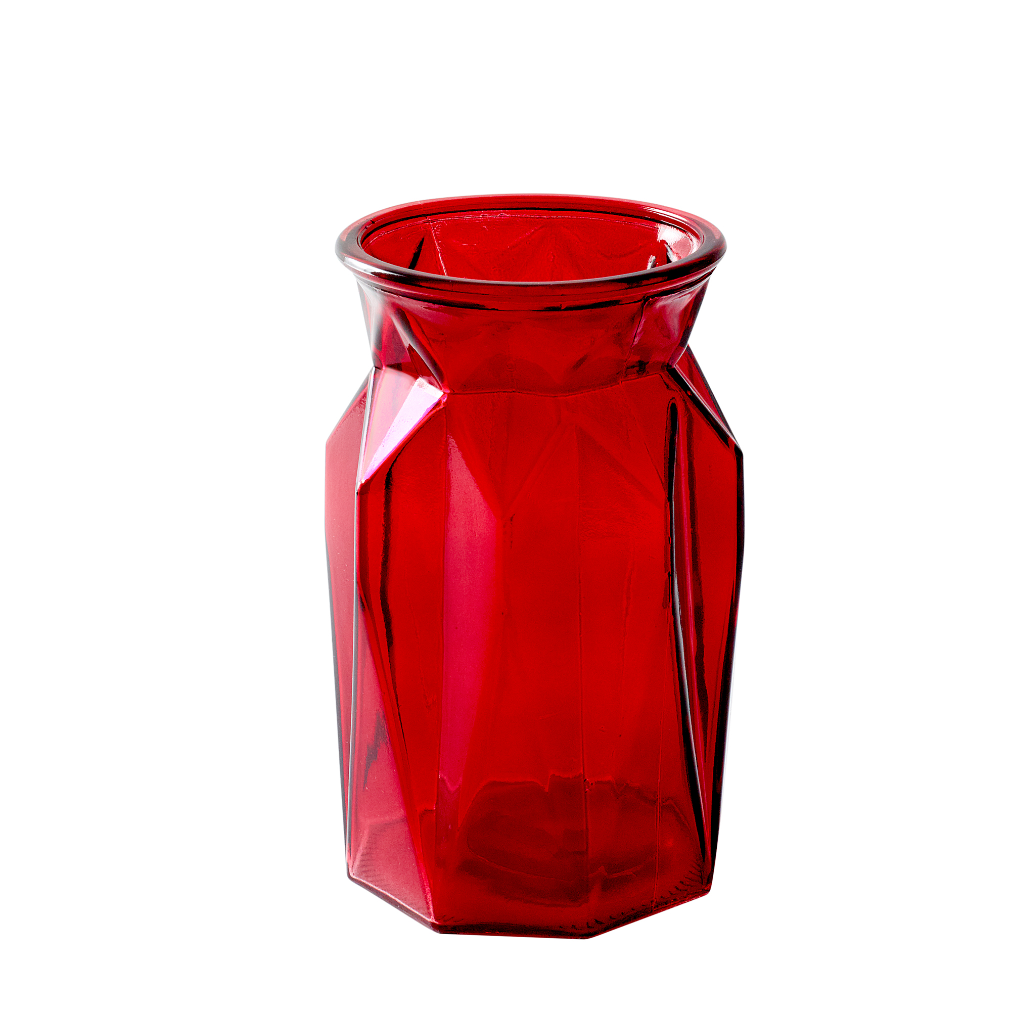 GEOMETRIC GLASS VASE - Red