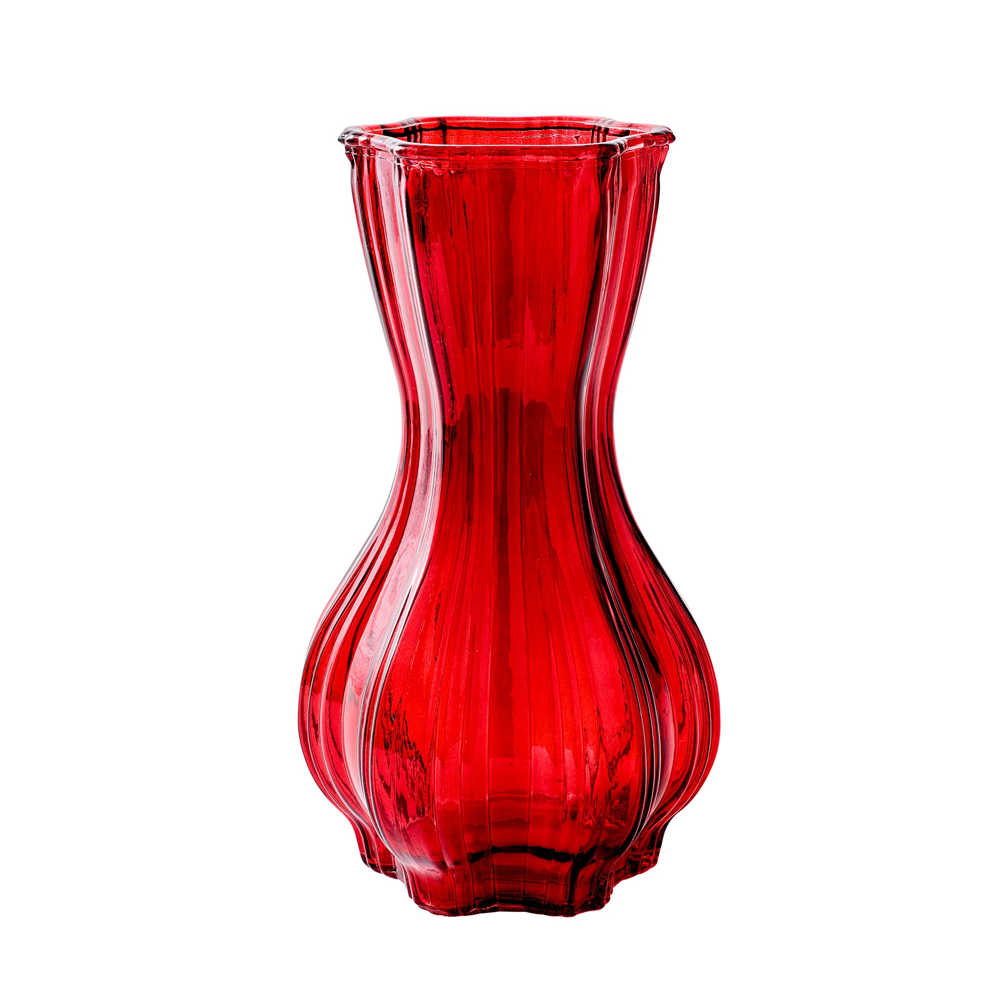 PETAL GLASS VASE - Red