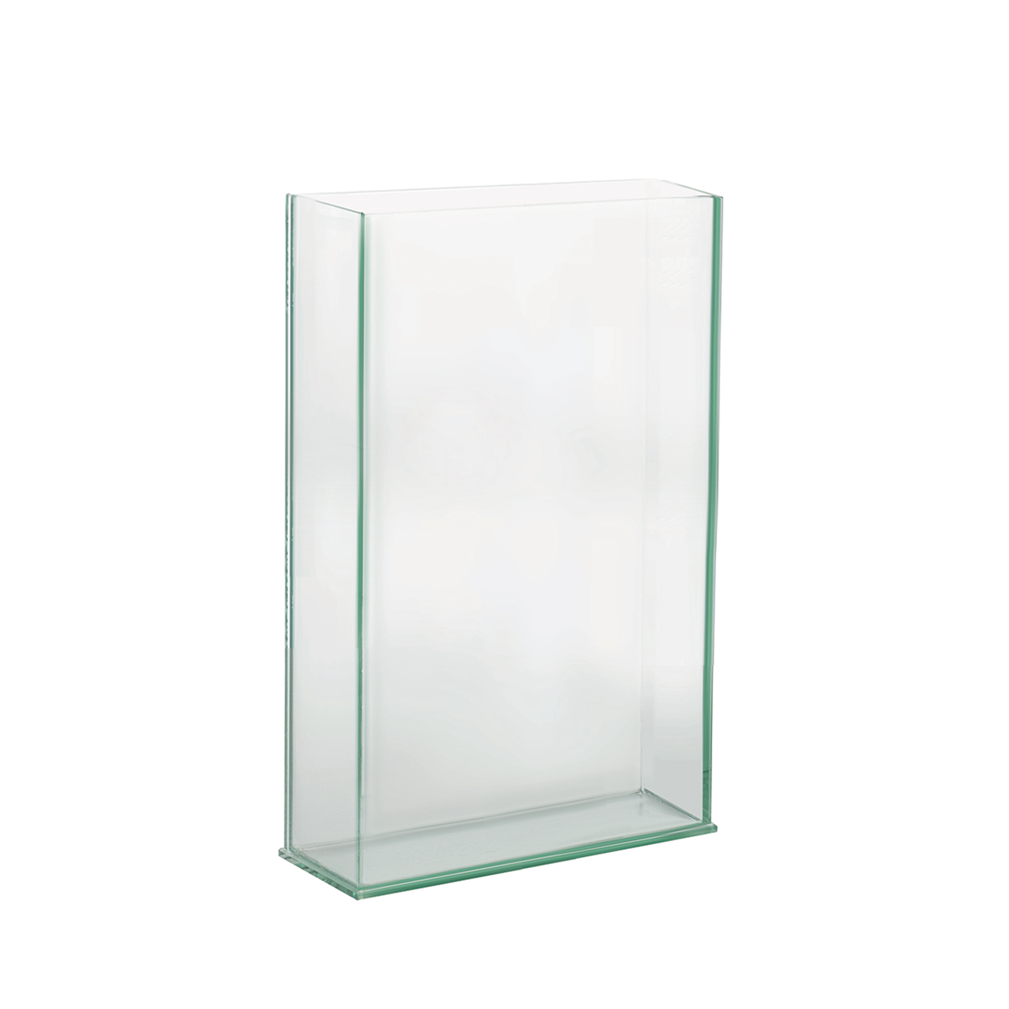 RECTANGLE PLATE GLASS VASE - 4" × 3" × 8" - 12-Piece per Pack