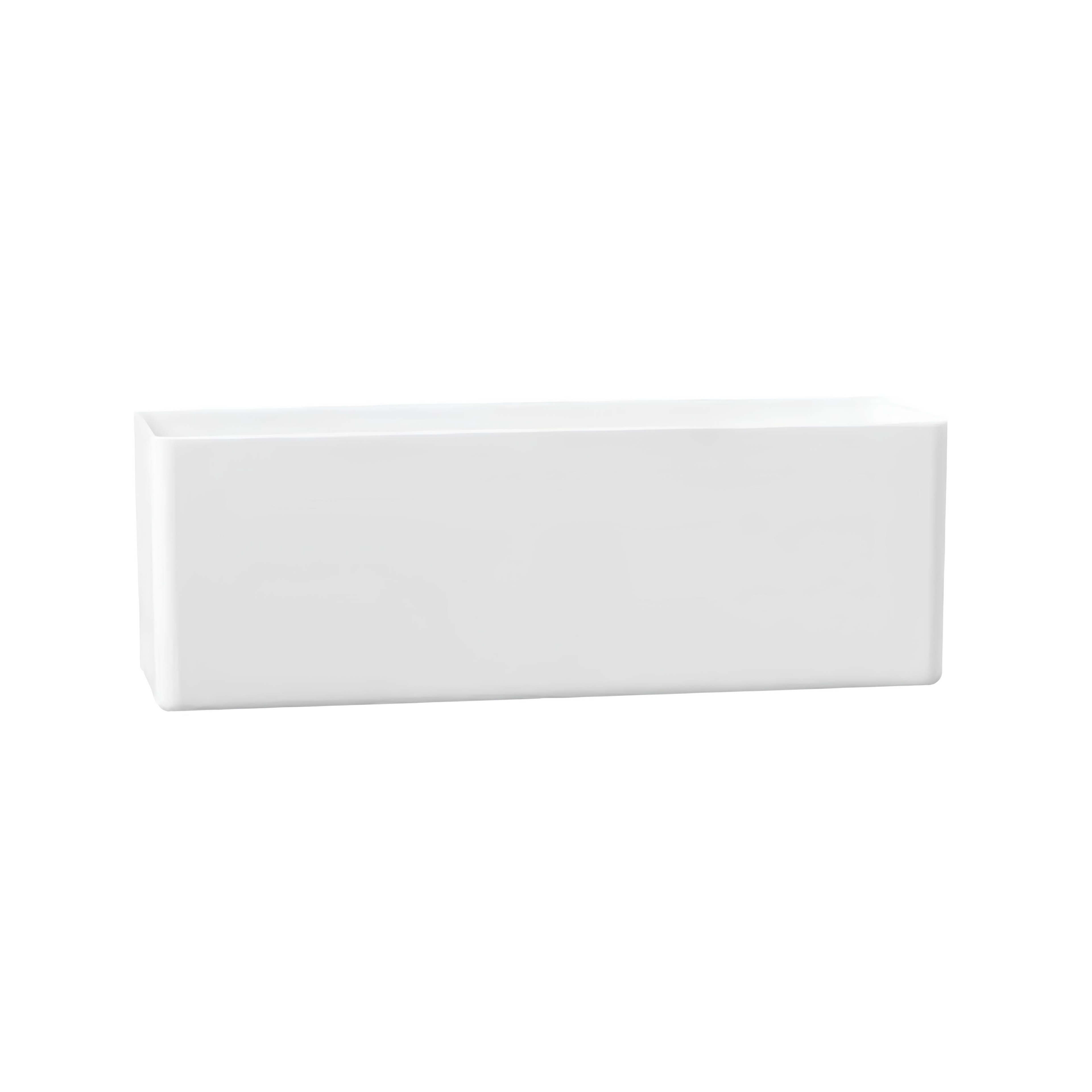 PLASTIC RECTANGLE VASE - 12" × 4" × 4" - White