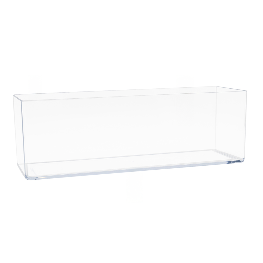 PLASTIC RECTANGLE VASE - 12" × 4" × 4" - Clear