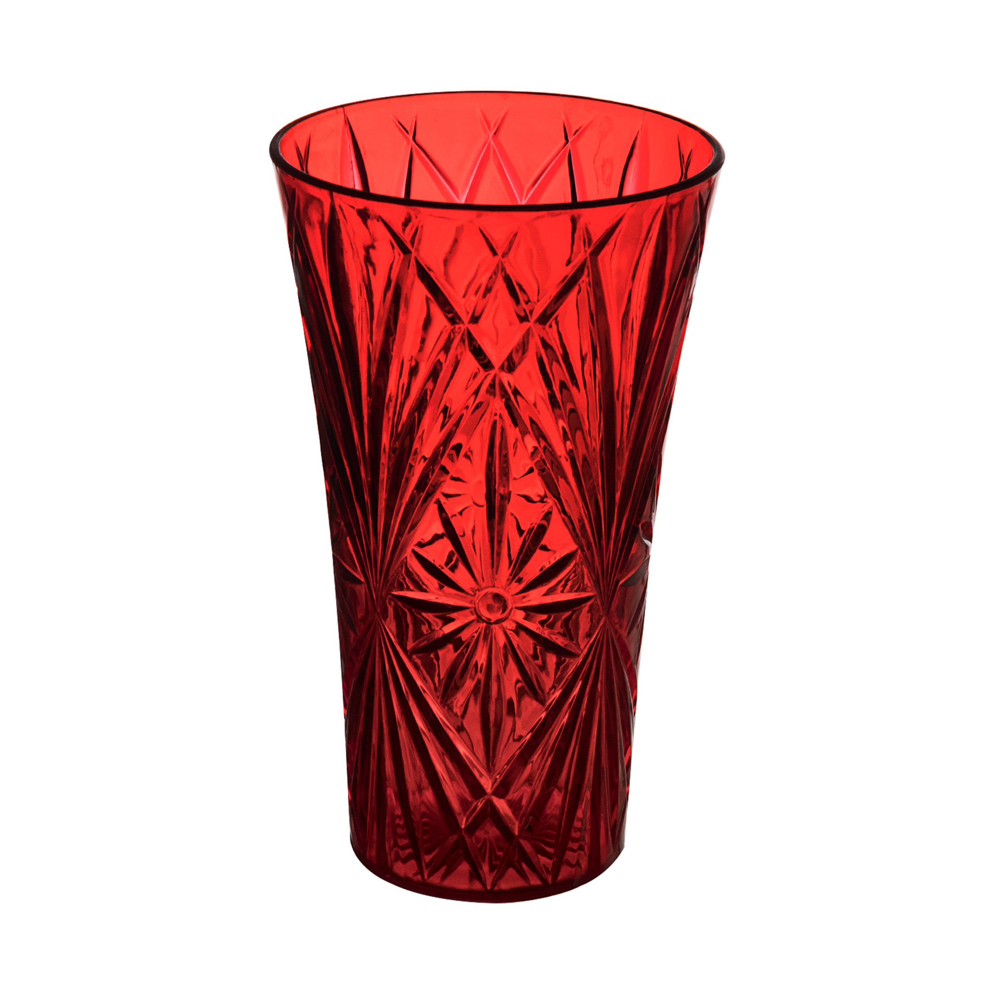 PLASTIC ROSE VASE - 6" × 11" - Red