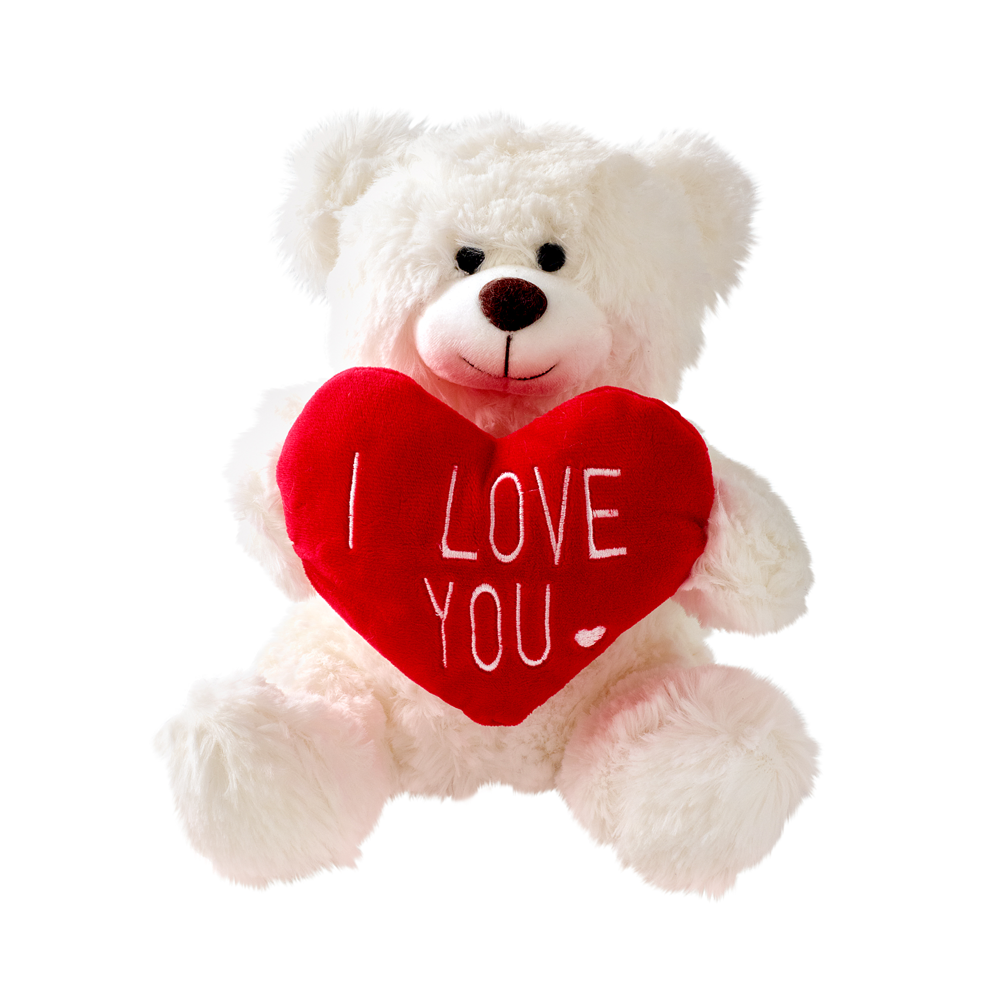 TEDDY BEAR WITH "I LOVE YOU" HEART - 10" - White