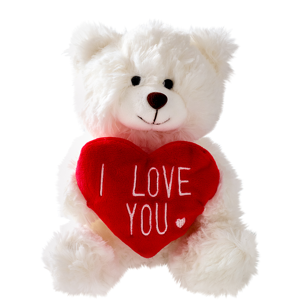 TEDDY BEAR WITH "I LOVE YOU" HEART - 6" - White