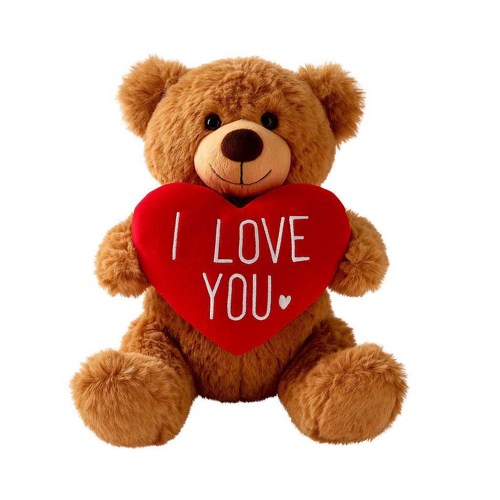 TEDDY BEAR WITH "I LOVE YOU" HEART - 8" - Brown