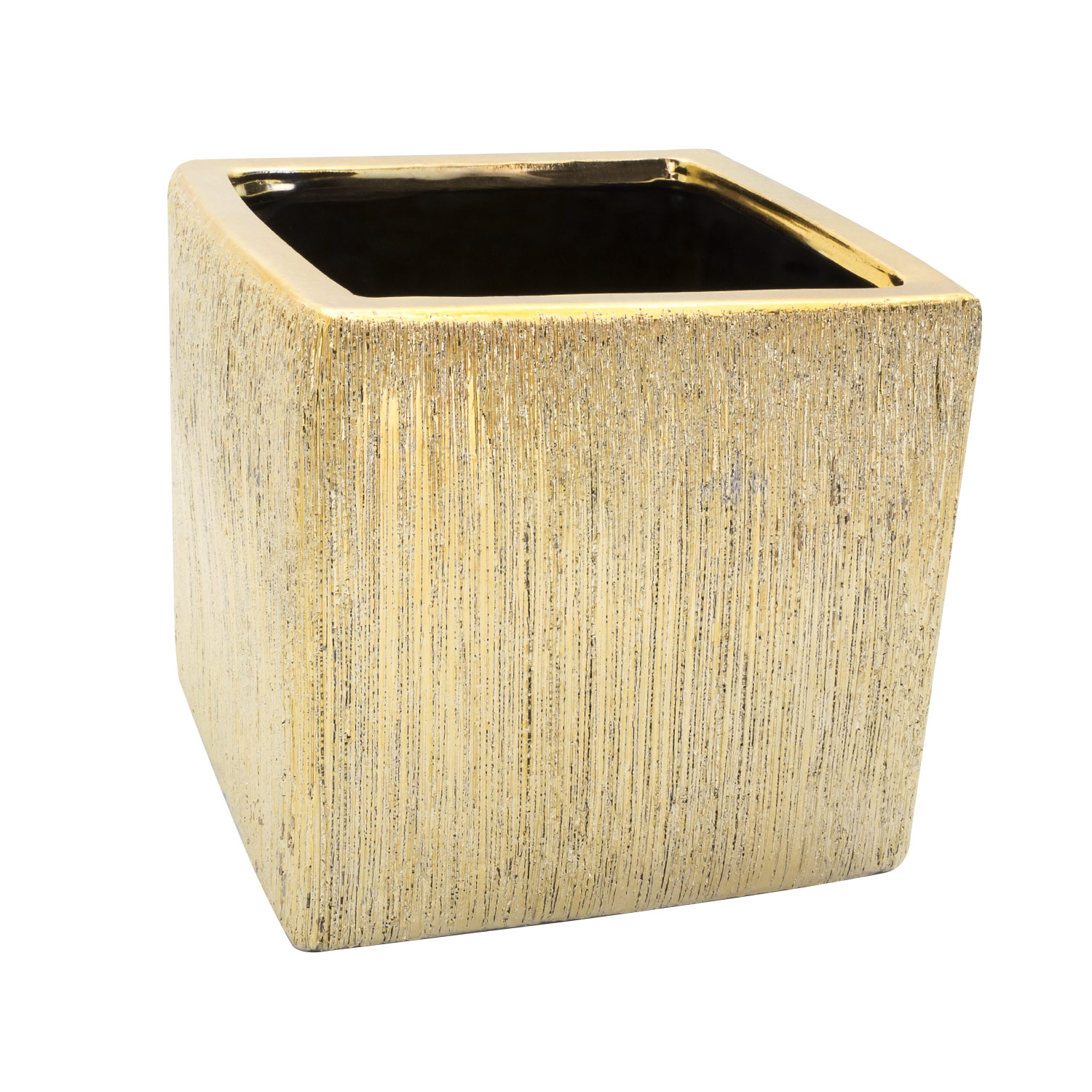 ETCH CUBE VASE - 4" × 4" × 4" - Gold
