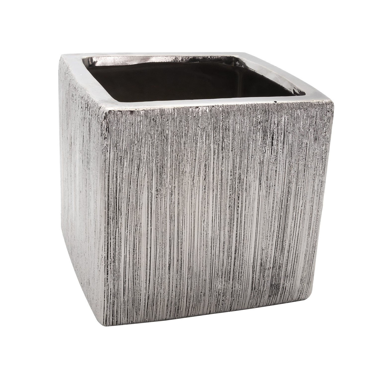 ETCH CUBE VASE - 5" × 5" × 5" - Silver