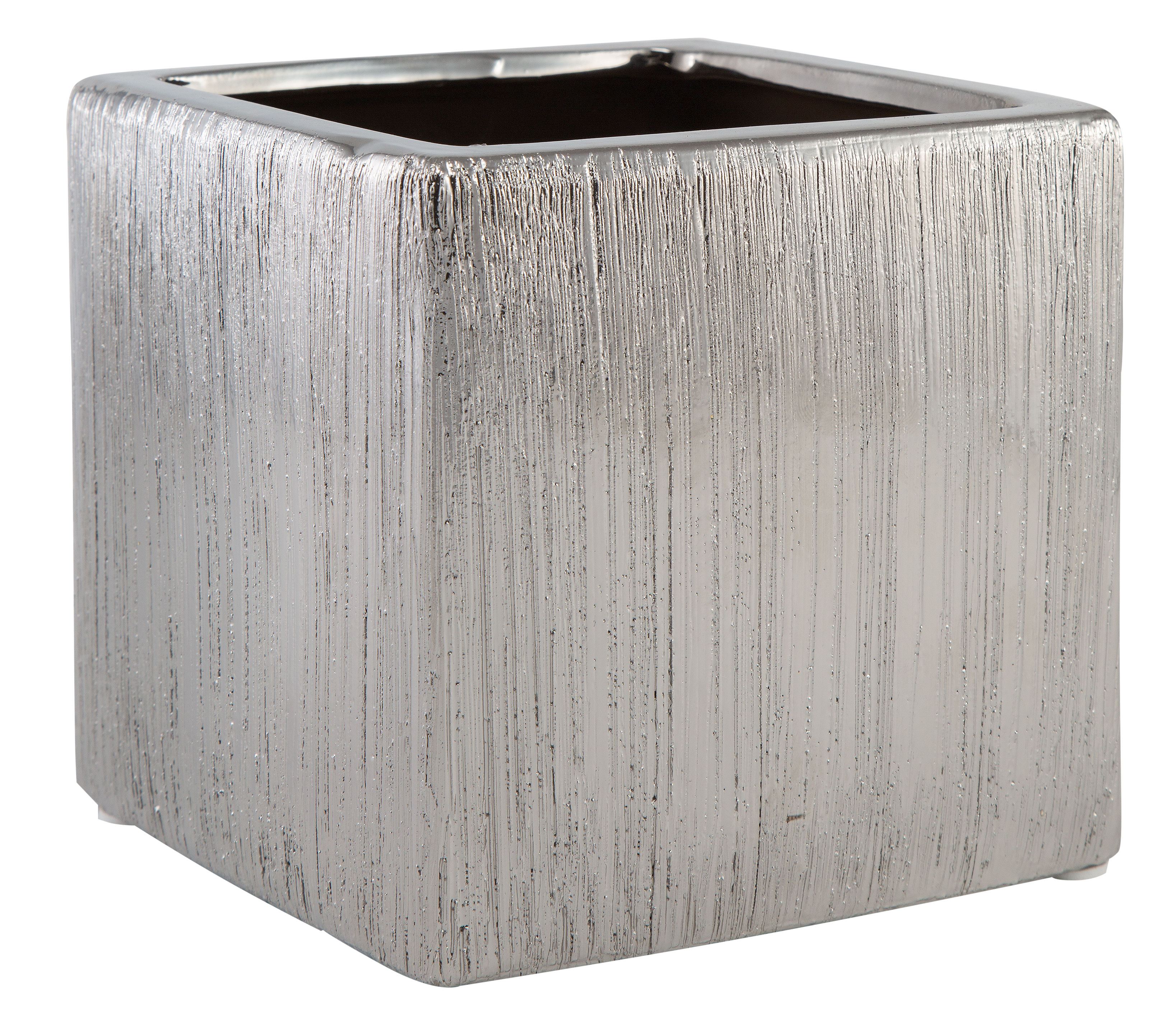 ETCH CUBE VASE - 6" × 6" × 6" - Silver